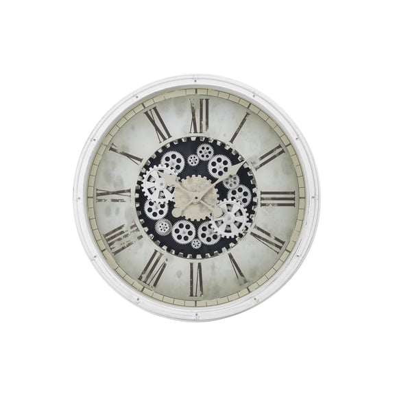 Clocks - 30" Round - Gear Mechanism - Large Oversized - Wall Clock - White