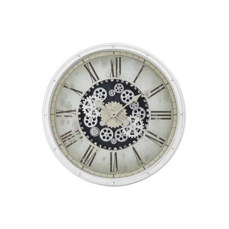 Clocks - 30 Round - Gear Mechanism - Large Oversized - Wall Clock - White