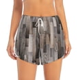 thumbnail image 3 of Uemuo Wooden Texture Pattern Women's Athletic Shorts High Waisted Running Shorts with Liner Pockets Gym Elastic Workout Shorts-X-Large, 3 of 9
