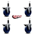 thumbnail image 2 of 5 Inch Solid Poly Swivel 1-1/8 Inch Expanding Stem Caster Set with Brake SCC, 2 of 2
