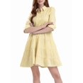 thumbnail image 3 of Womens Striped Button Down Midi Shirt Dress Casual Loose Cuffed Long Sleeve Mid Long Dresses Yellow S, 3 of 9