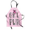 thumbnail image 1 of Girl Slogan Apron, Girl Power Text in Ornamental Font Stripes Zigzags Polka Dots Backdrop Gender, Unisex Kitchen Bib with Adjustable Neck for Cooking Gardening, Adult Size, Multicolor, by Ambesonne, 1 of 4