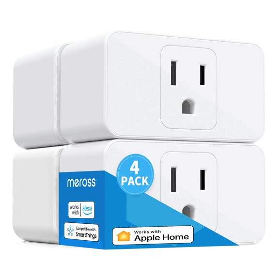 Enchufe Inteligente Meross MSS110 WiFi 15A Compatible con Apple HomeKit Siri Alexa Pack 4 Unidades