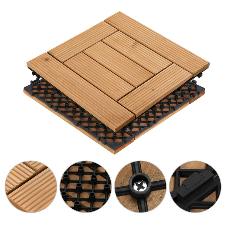 27pcs Wooden Floor Tiles for Outdoor & Indoor 12 x 12,Natural Wood