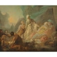 thumbnail image 2 of Augustin de Saint-Aubin 18x15 Gold Ornate Wood Frame and Double Matted Museum Art Print Titled - Laban Searching for His Stolen Gods (1753), 2 of 4