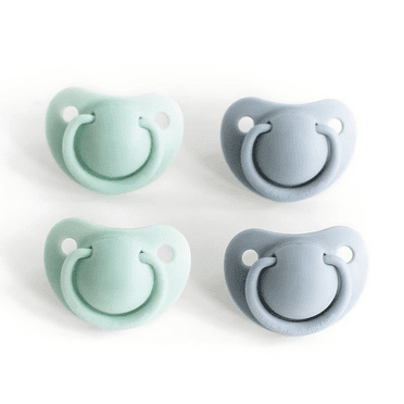 Avima Orthodontic Pacifiers, 0-6 Months, BPA-Free Silicone, Green & Grey, 4-Pack