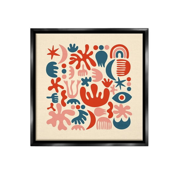 Stupell Industries Abstract Shapes Arrangement Abstract Painting Black Floater Framed Canvas Art Print Wall Art, 18 x 18