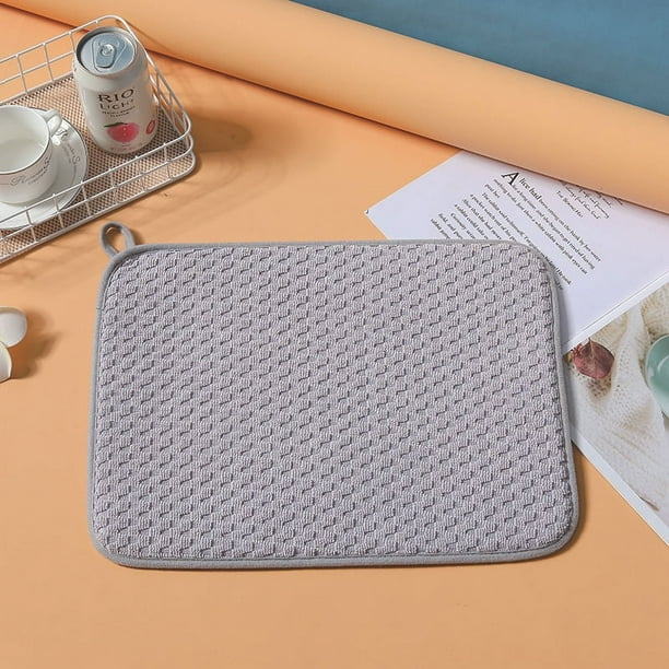 Nvzi Paquete de 2 alfombrillas de secado de platos de microfibra, escurridor de platos absorbente de para encimera de cocina, 14,9 x 19,6 pulgadas, gris