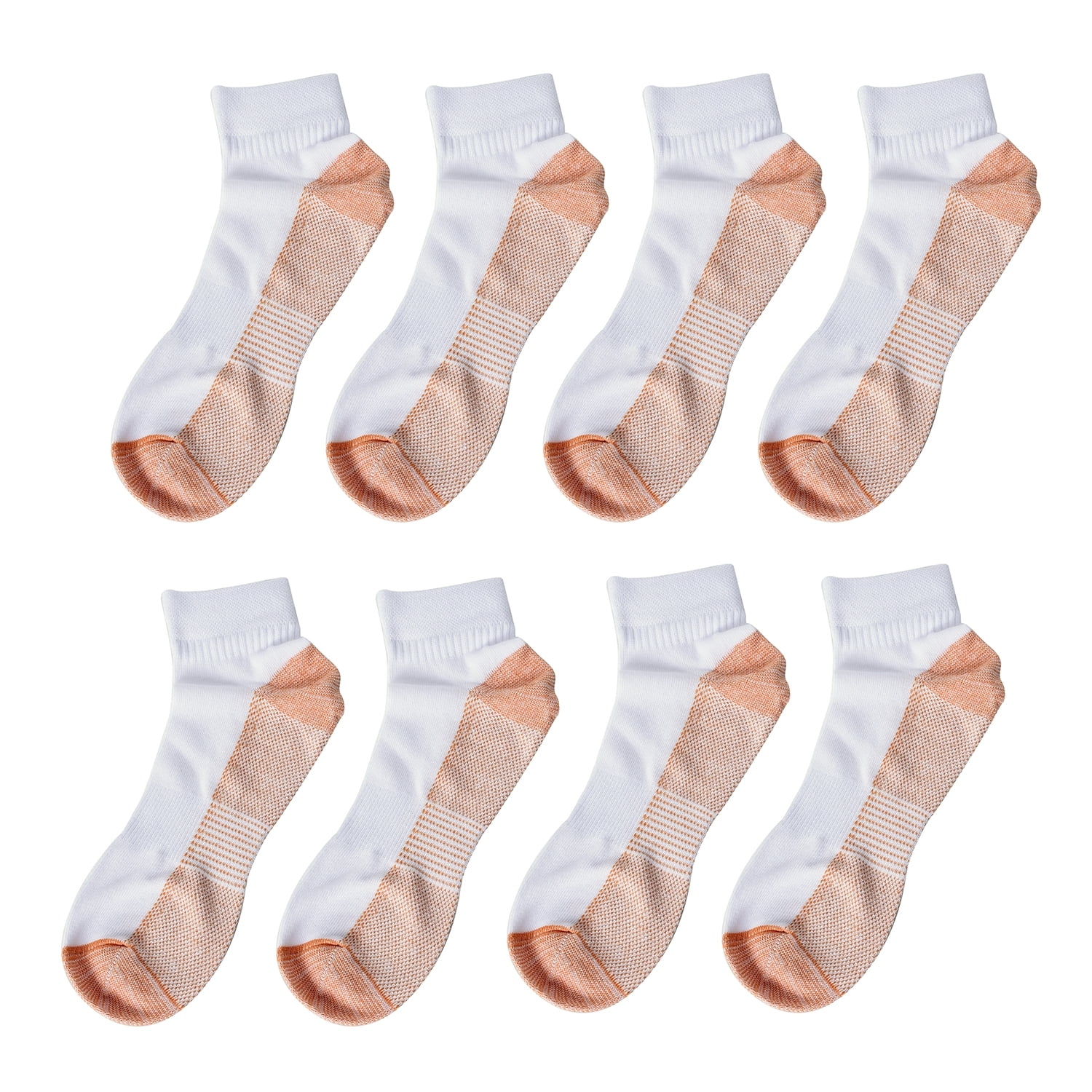 White 4 Pairs Copper Compression Ankle Socks Everyday Wear Comfortable ...