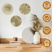 EUWBSSR 3Pcs Metal Plate Wall Decor Gold Disc Wall Art Modern Style Abstract Wall Decorations Gold Wall Art Hanging Sculptures for Living Room Bedroom