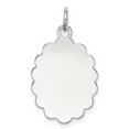 thumbnail image 1 of 925 Sterling Silver Rh Plt Pendentif Disque Gravable Pendentif en Forme de Pétoncles, 1 of 6
