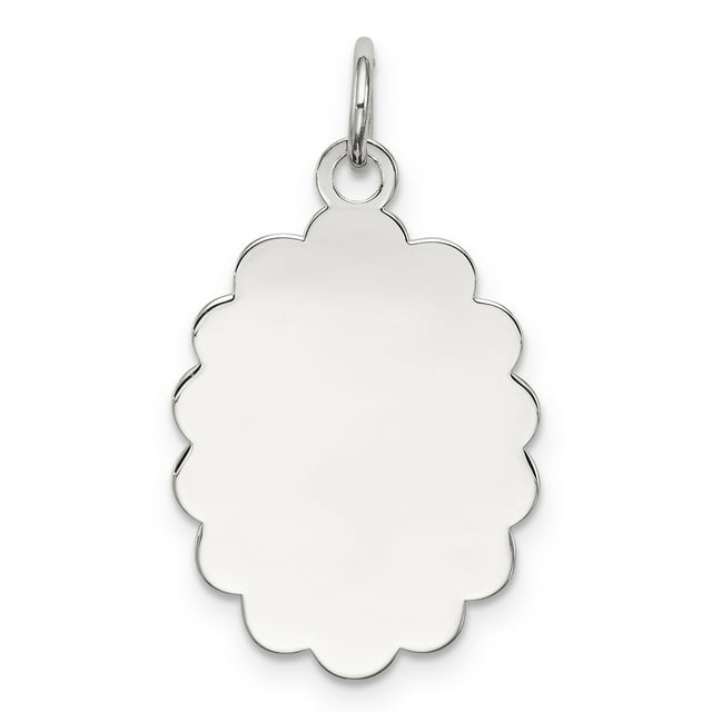 925 Sterling Silver Rh Plt Pendentif Disque Gravable Pendentif en Forme de Pétoncles