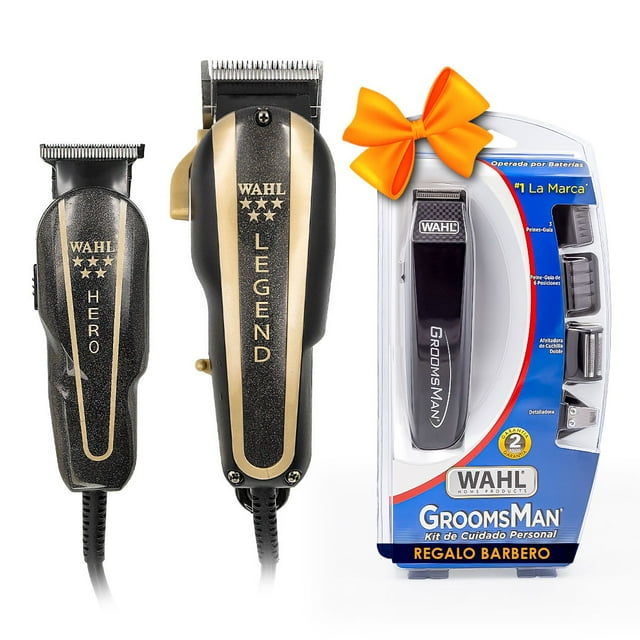 Combo Barbero Wahl Clipper Y Trimmer Profesional + Kit De Rasuradora Groomsman Casera