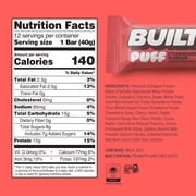BUILT Bar Puff Protein Snack Bars, 15g Protein, Strawberries N Cream, Gluten Free, 12 Pack