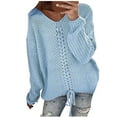 thumbnail image 2 of YUNAFFT Women's Fashion Sweater Clearance, Womens Fashion Solid Long Sleeve Sweater Loose V-Neck knitting Sweater, 2 of 4