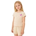 thumbnail image 2 of BOOMNY Girls 2 Peice Outfit Set Summer Clothes Set for Girls Short Sleeve Striped Tops Shorts Cozy Kids Dailywear, 2 of 3