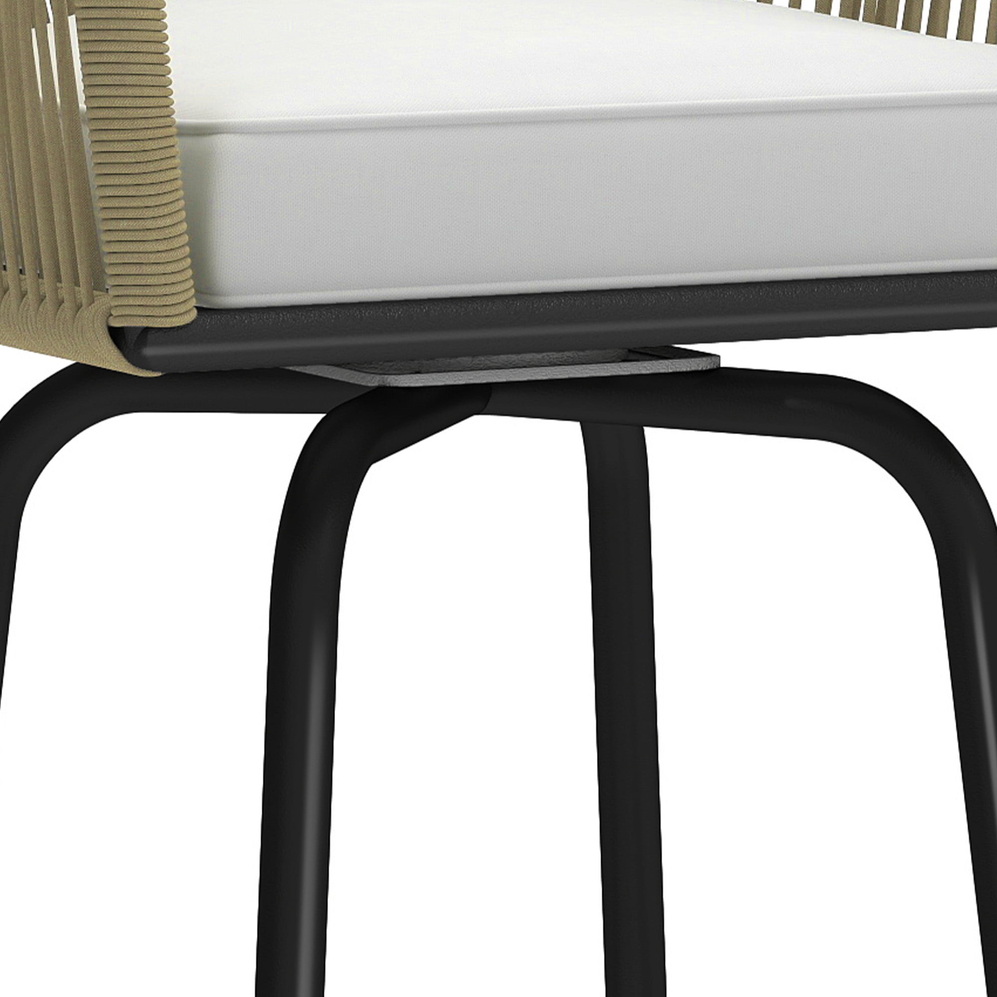 Uforic Outdoor Swivel Bar Stools Set of 2, Patio Woven Chairs with Soft Cushions, Footrests, and Ergonomic Design, 360° Swivel for Backyard, Garden, Balcony, Beige