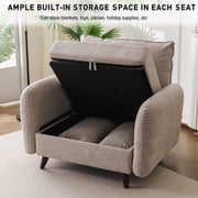 Rexulqo Oversized Accent Chair with All Seats Storage,Comfy Living Room Chairs with 2 Throw Pillow,Upholstered Mid-Century Armchair,24.5'' Deep Seat,Reading Chair For Bedroom ,Office,Chenille,Khaki