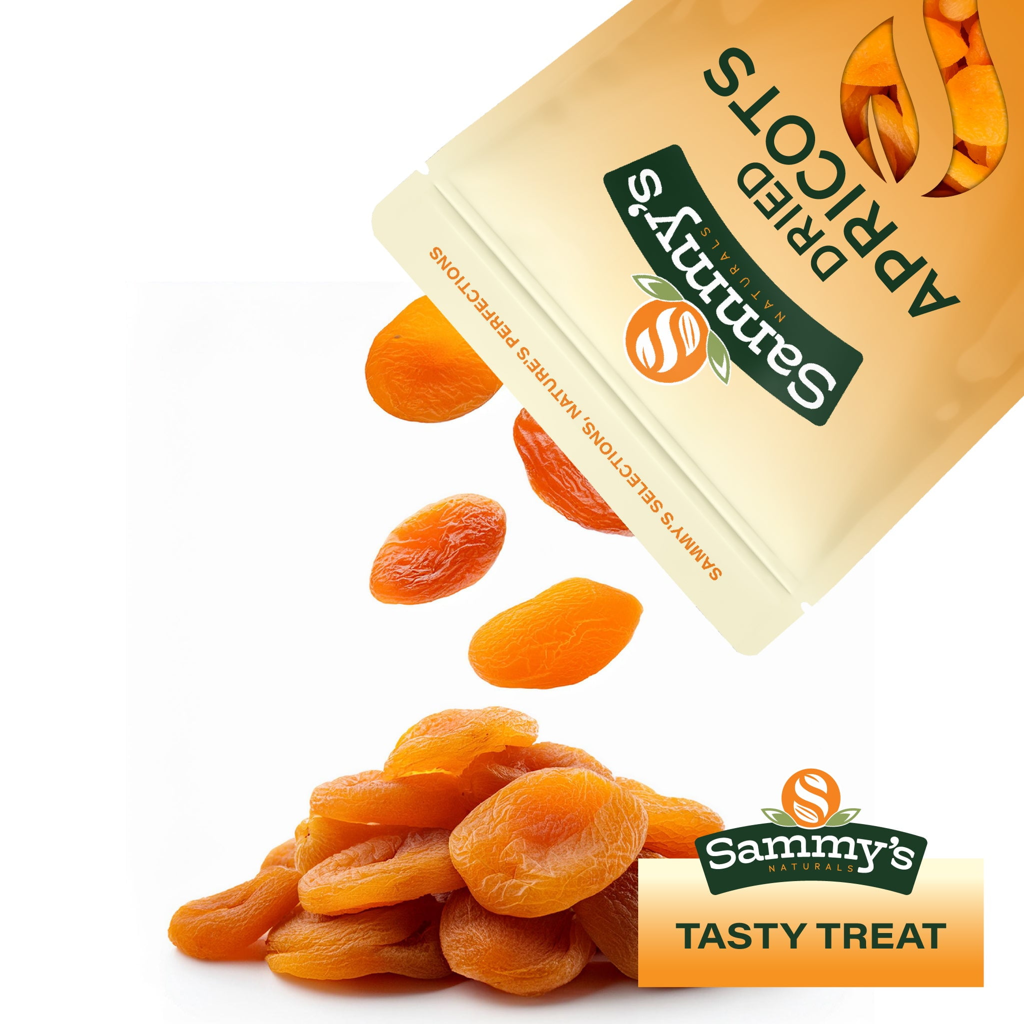 Sammys Naturals Turkish Sun-Dried Apricots, Pitted, No Sugar Added, Gluten-Free Vegan Kosher, Bulk Bag (32oz - 2 lb)
