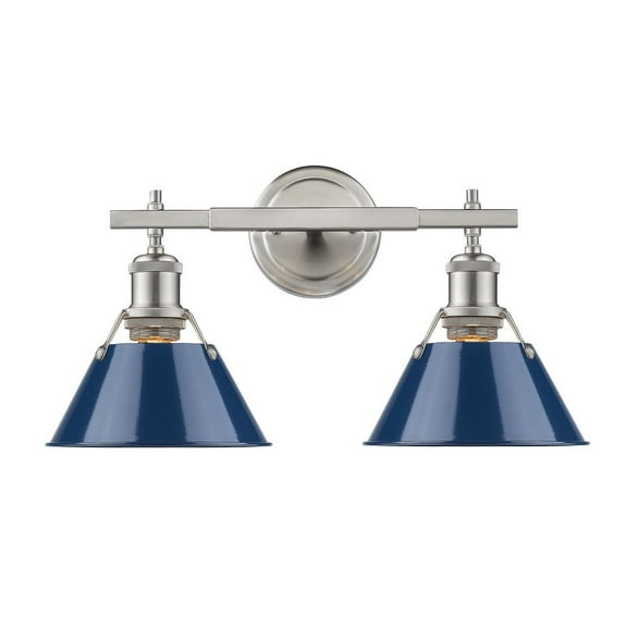 Yep by Golden Lighting Orwell 2-light Vanity in Pewter and Navy Blue shade
