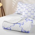 thumbnail image 4 of Manfei Blue Bow Quilt King for Girls, Fashion Bowknot Style King Coverlet Set, 4 of 7