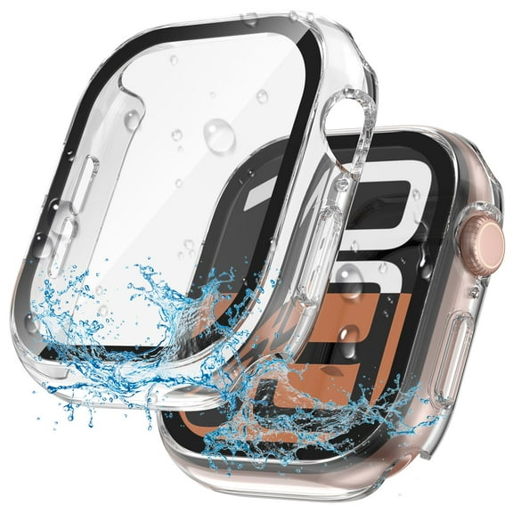 [2 Pack] for Apple Watch Series 11/10 [42mm] Waterproof Case, ASTRAEA Anti-Fall Hard PC Case with Tempered Glass for iWatch Series 10/11 (2025), Clear