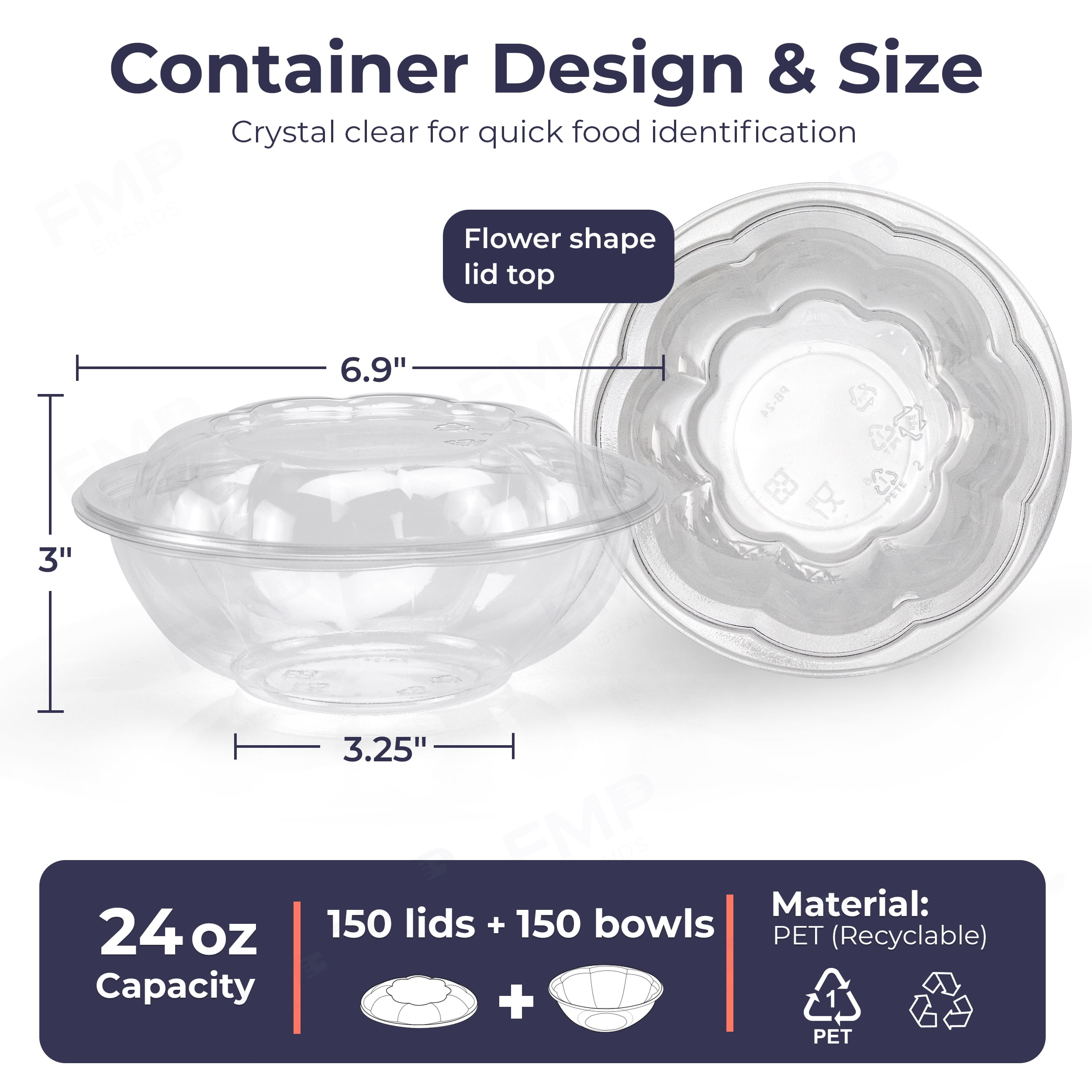 Fineline 5012-CL 12 oz. Clear PETE Plastic Salad Bowl - 200/Case