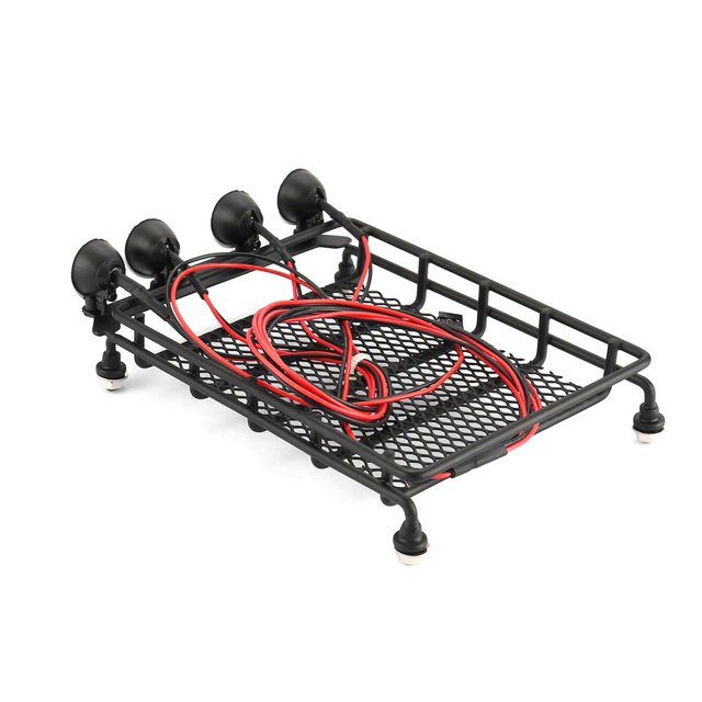 Roof Rack Luggage Carrier With 4 Round LED Lights Lamp Universal Car Truck Basket TAMIYA CC01 AXIAL SCX10 RC4WD