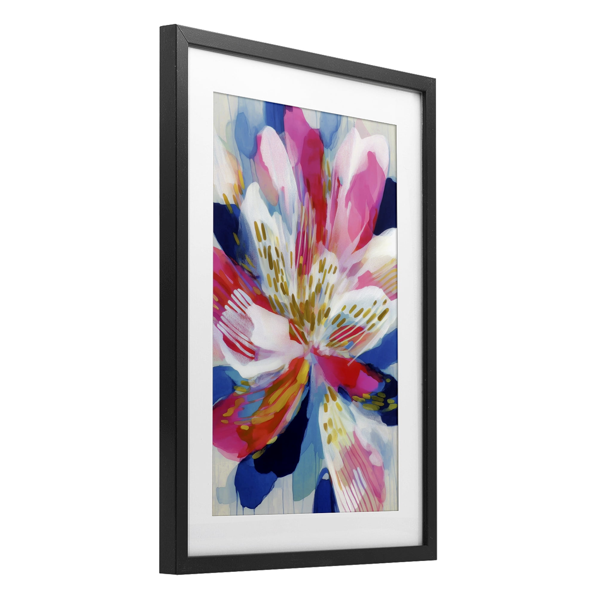 Stupell Industries Lily In Pink & Blue Black Framed Print Under Glass, design by Chromatic Storm Studio