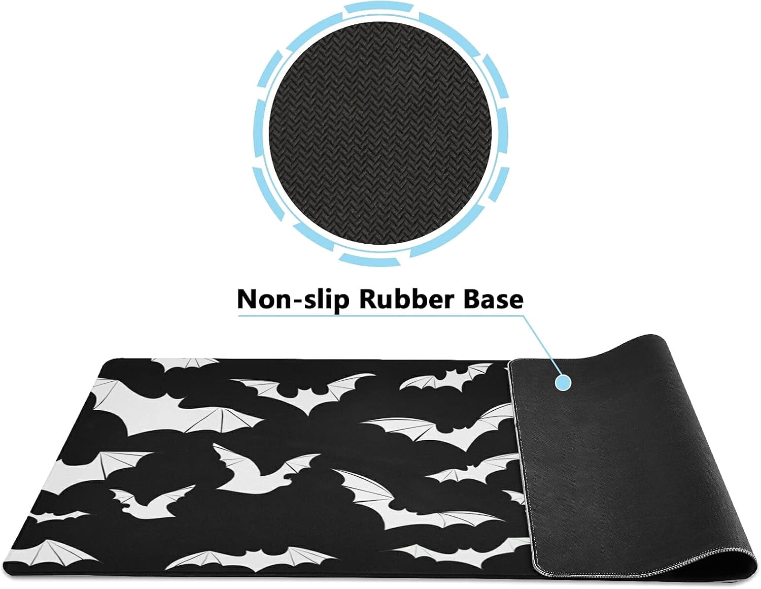 Halloween Bats Mouse Pad Large Gaming Mouse Pad Non-Slip Desk Mat for Computers Laptop, 31.5x15.7 in