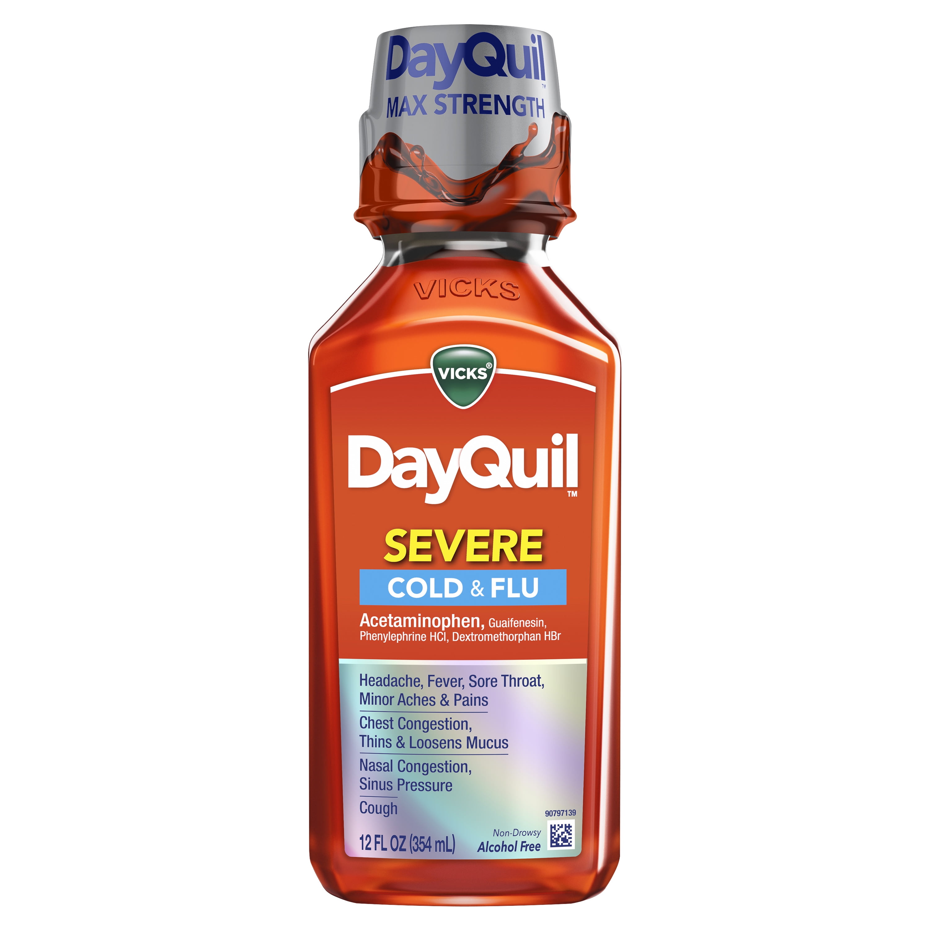 Vicks DayQuil Severe Cough Cold & Flu Relief Liquid, 12 fl oz Walmart