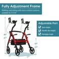 thumbnail image 5 of ELENKER Upright Rollator Walker Heavy Duty, Foldable Stand Up Rolling Walker with 10" Wheel for Seniors 500lbs, Red, 5 of 7