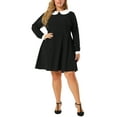 thumbnail image 2 of MODA NOVA Juniors Plus Size Spring Fall Winter Peter Pan Collar Above Knee Dress 4X Black, 2 of 7