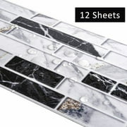 24-Sheet Peel and Stick Tile Backsplash, Vinyl 3D Self-Adhesive Tile Stickers for Kitchen, Bathroom, Counter Top, Marble