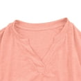thumbnail image 6 of Turilly Women's V-Neck Pleated Cuffed Tops 3/4 Sleeves Solid Color Rtop, 6 of 6