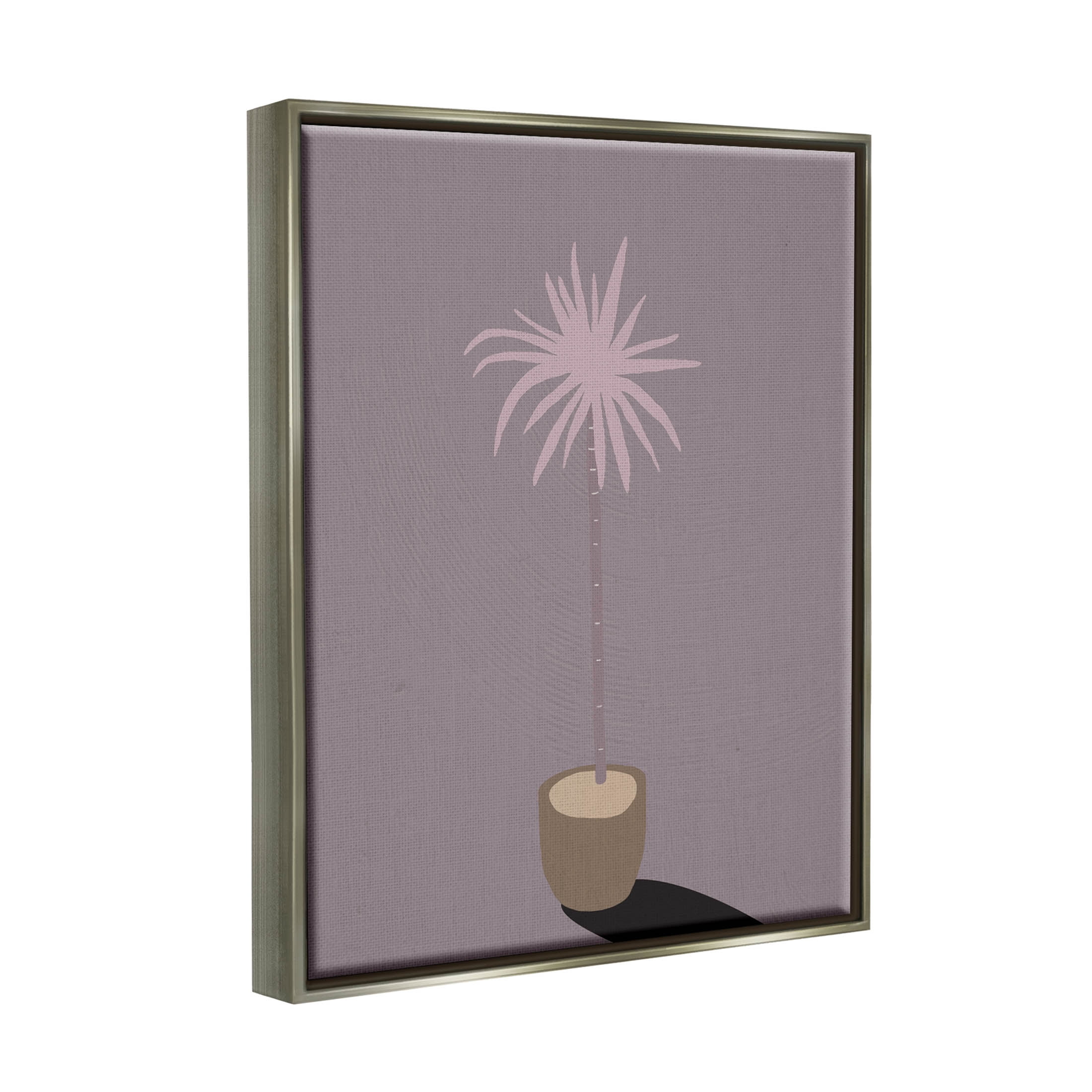Contemporary Potted Palm Tree Botanical & Floral Graphic Art Luster Gray Framed Art Print Wall Art