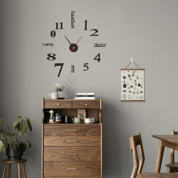 Reloj de pared creativo digital simple y moderno nórdico, reloj de acrílico distintivo, reloj de cuarzo decorativo para pared y sala de estar