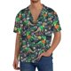 thumbnail image 1 of Balery Dinosaur Plays Soccer Camisa Casual de Manga Corta con Botones para Hombre, Texturizada, Estilo Cubano, para Playa, Verano-Small, 1 of 5
