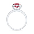 thumbnail image 2 of Rosec Jewels Lab Grown Ruby Oval Engagement Ring with Halo - 4 Carat - AAAA Grade - Certified Ruby Diamond Ring for Women, 14K White Gold, US 9.50, 2 of 8
