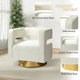 thumbnail image 3 of HULALA HOME Carisa Modern Upholstered Swivel Open-Back Barrel Chair with Golden Base by  Barrel Chair IVORY Set of 2 2-Piece, 3 of 6