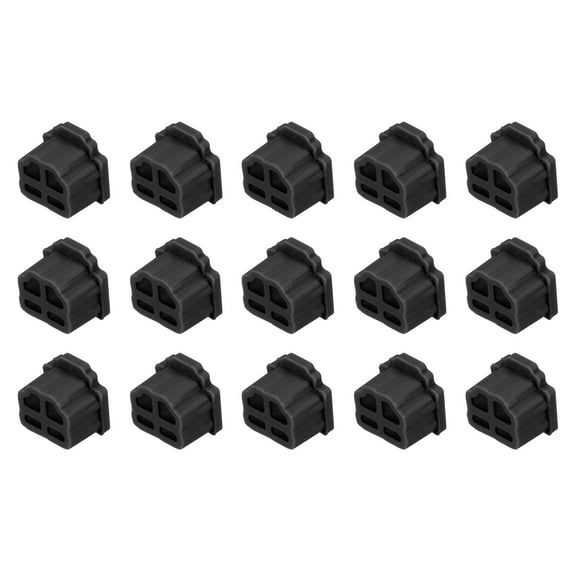 Uxcell 15pcs RJ11 Port Duct Covers Cap Silicone Plugs Protector for Phone Jack Coax Ethernet RJ11 Female Plug, Black