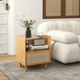 thumbnail image 2 of Gymax Bamboo Rattan Nightstand Boho Bedside End Table w/ Drawer & Wood Legs Natural, 2 of 9