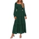 thumbnail image 1 of Vestido PRETTYGARDEN 2025 Floral con Fruncido, Manga Larga, Talla L - Verde Oscuro, 1 of 8