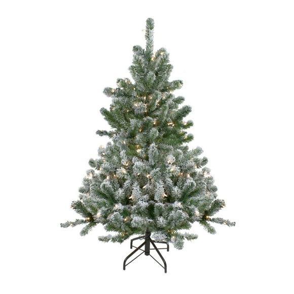 Darice Arbre de Noël Artificiel Émeraude Naturelle Floqué Pré-Éclairé 4.5 Pieds - Lumières Claires