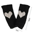 thumbnail image 6 of Womens Fingerless Gloves - Winter Warm Knit Crochet Thumbhole Arm Warmers, Love Heart Print Fingerless Mittens, 6 of 8