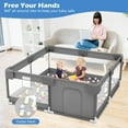 thumbnail image 3 of babyeap Baby Playpen,50x50 Inch Baby Playards for Babies and Toddlers,Fence Baby Play Yards for Indoor & Outdoor with Breathable Mesh,Dark Gray, 3 of 7