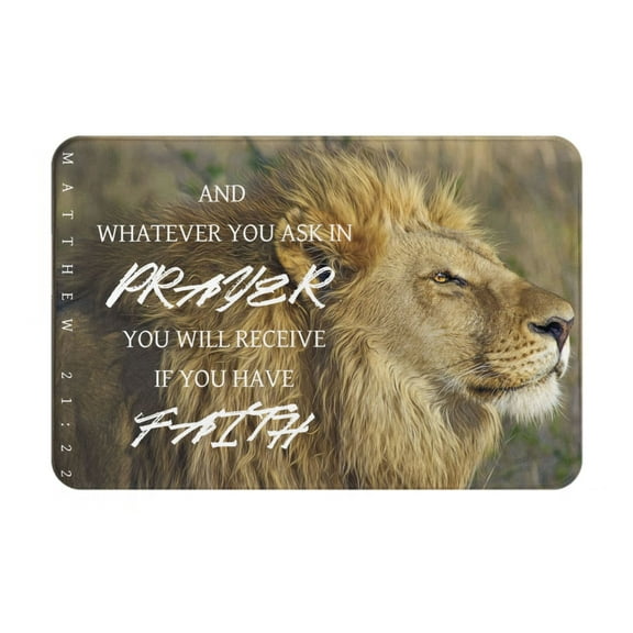 VIVACITE Prayer Mat Christian Gifts For Women Men Faith Religious Spiritual Gifts For Women Prayer Rug With Bible Verse Christian Decor Area Rug For Pray And Meditaion Scripture Matthew 21:22, 24"X16"