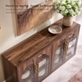 thumbnail image 5 of Glass Arched Door Sideboard Buffet Cabinet, Accent Cabinet with Adjustable Shelf, Wood Modular Credenza Storage Cabinet for Dining Room, Living Room, Entryway, Brown, 5 of 8