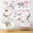 thumbnail image 4 of Tapiz de 150x100cm, flores y hojas rosas y grises, patrón Floral de acuarela, decoración de pared para el hogar, colgante para sala de estar y dormitorio, 4 of 4