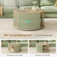 thumbnail image 4 of Round Lift Top Coffee Table, Modern Coffee Table with 180° Curved Sliding Door and Hidden Storage for Living Room, Office, Oak, 4 of 7
